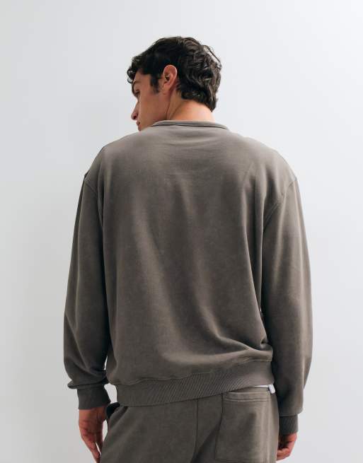 ASOS DESIGN relaxed crew neck sweater co-ord with acid wash in grey, 3 of 5