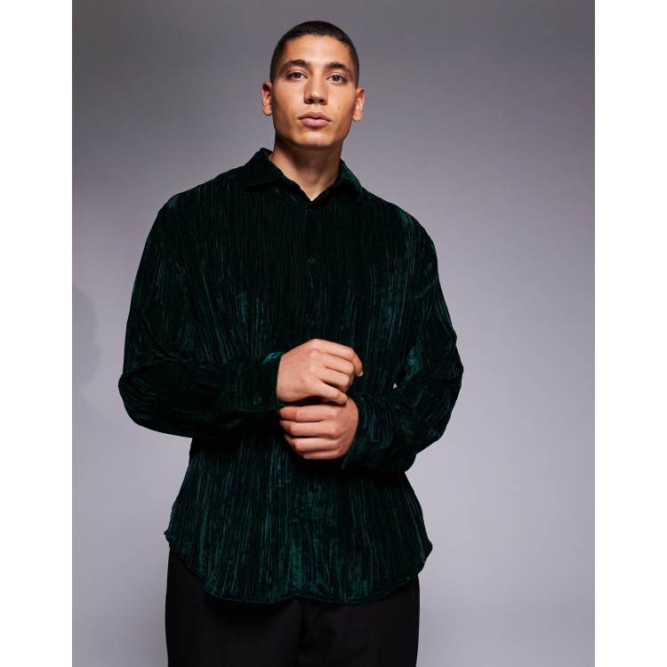 green velvet dress shirt ASOS DESIGN relaxed crinkle in dark dress_length:Mini Dresses