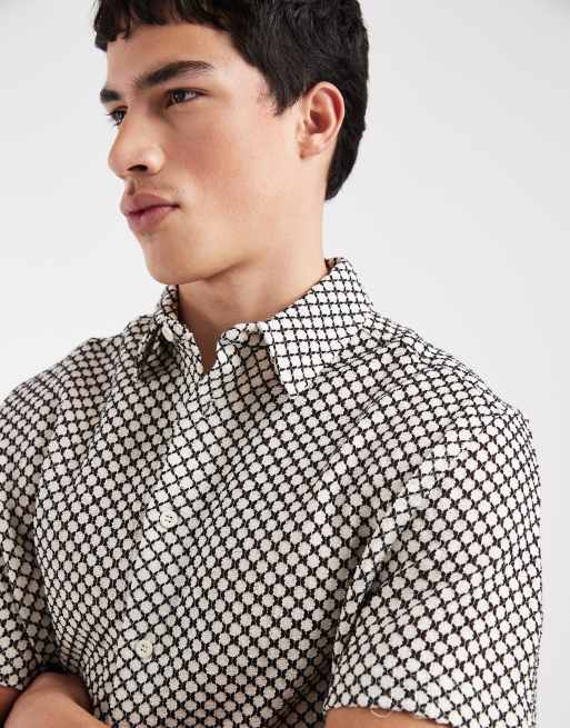ASOS DESIGN relaxed crochet shirt in black and cream, 4 of 5