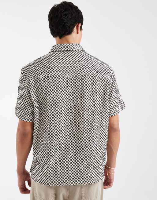 ASOS DESIGN relaxed crochet shirt in black and cream, 5 of 5