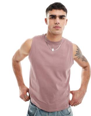 ASOS DESIGN ASOS DESIGN relaxed cropped vest with crew neck in dusty pink