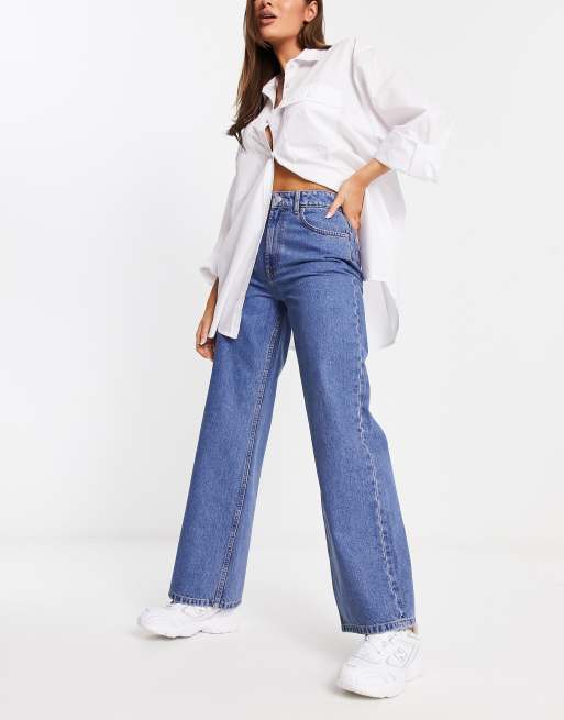 ASOS DESIGN relaxed dad jeans in mid blue | ASOS