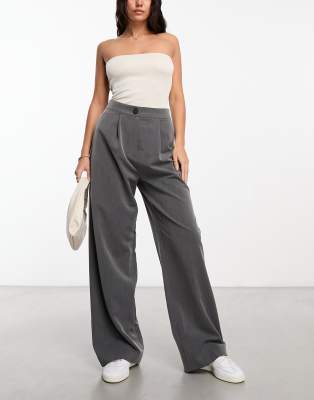 Shop Asos Design Relaxed Dad Pants In Gray