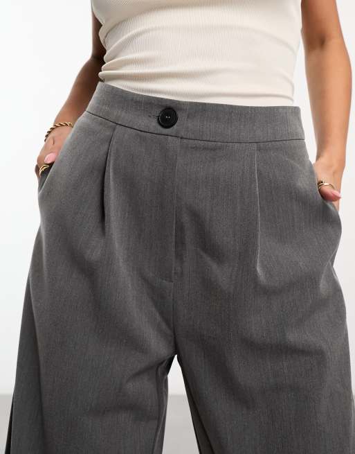 MULTI STRIPED DOBBY CHINO BELTED HIGH WAIST PANTS(XS Navy