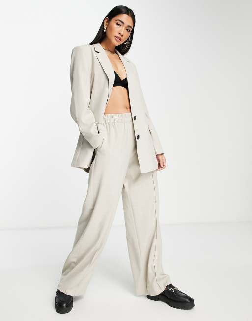 ASOS DESIGN relaxed dad suit blazer in natural texture