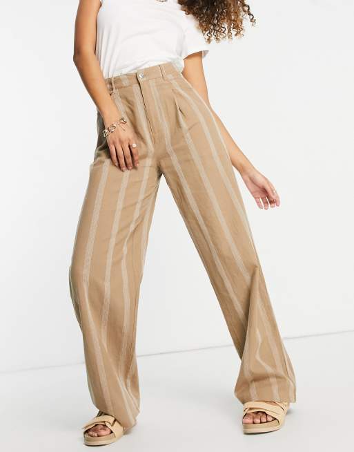 ASOS DESIGN 'relaxed' dad trouser in tan striped linen