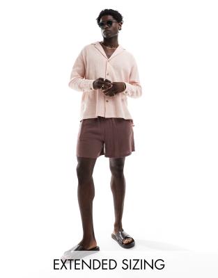 Asos Design Relaxed Deep Revere Collar Shirt In Pink