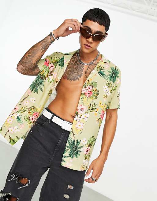 ASOS DESIGN Relaxed Deep Revere Shirt In Hawaiian Print, 58% OFF