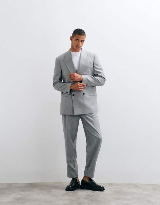 ASOS DESIGN relaxed double breasted colbert in zout-en-pepergrijs, 4 van 5