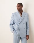 [ASOS DESIGN] ASOS DESIGN relaxed double breasted suit jacket in blue Chest 42 Regular BLUE
