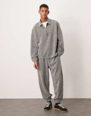 Asos Design Relaxed Dropped Shoulders Quarter Zip Sweatshirt In Brown