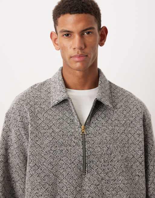 ASOS DESIGN relaxed dropped shoulders quarter zip sweatshirt in brown - part of a set, 5 of 5