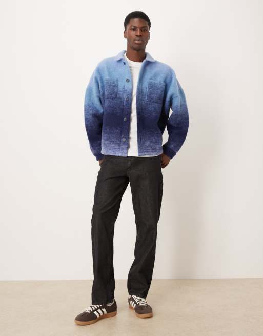 ASOS DESIGN relaxed dropped shoulders wool blend shacket in blue