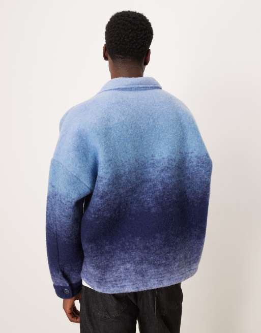 ASOS DESIGN relaxed dropped shoulders wool blend shacket in blue