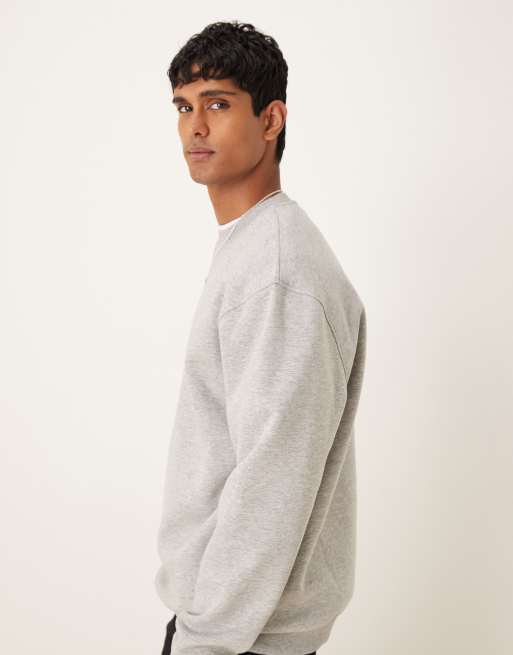ASOS DESIGN – Relaxed Fit Basic-Sweatshirt in meliertem Grau mit Longline-Schnitt, 4 von 5