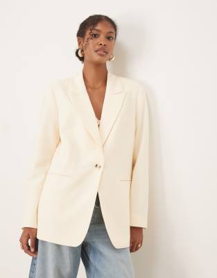 ASOS DESIGN - Relaxed Fit Blazer in Cremeweiß-Neutral
