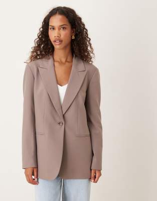 ASOS DESIGN - Relaxed Fit Blazer in dunklem Taupe-Brown
