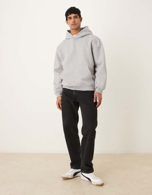 ASOS DESIGN relaxed fit brushback pique hoodie in gray heather, 2 of 5