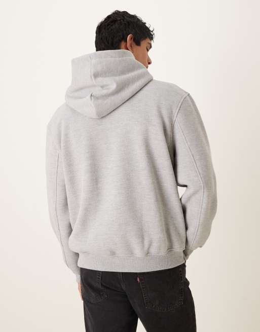 ASOS DESIGN relaxed fit brushback pique hoodie in gray heather, 3 of 5