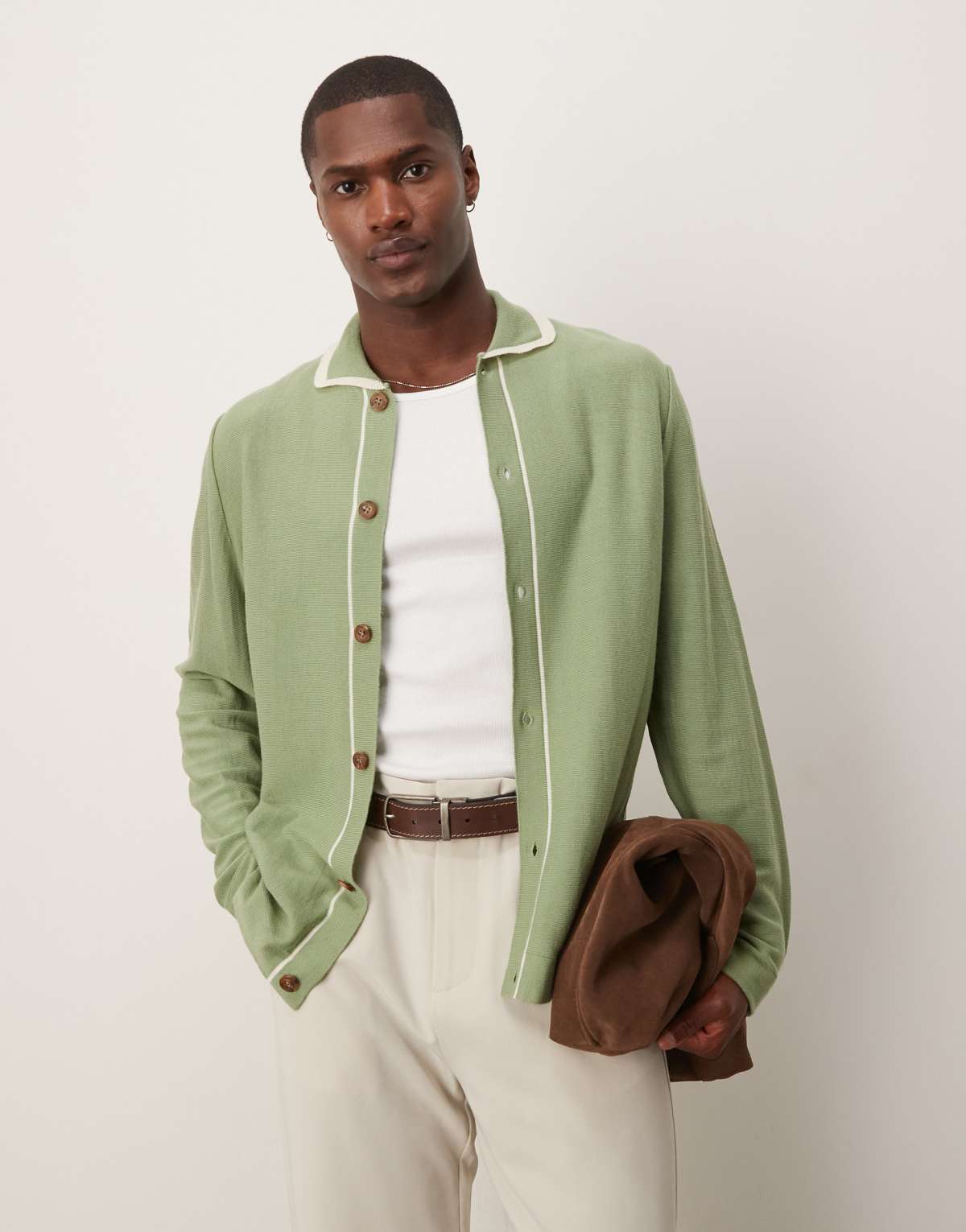 ASOS DESIGN relaxed fit button up polo shirt in light green