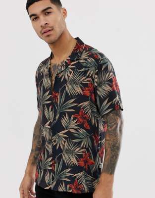 ASOS DESIGN Curve hawaiian shirt in leaf print