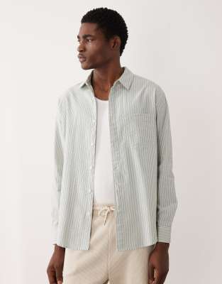 Relaxed-Fit-Hemd aus Seersucker in Blau mit Streifen Blau M