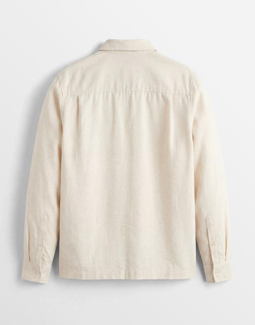 ASOS DESIGN – Relaxed-Fit-Hemd in Beige mit platziertem Palmen-Grafikprint, 7 von 7