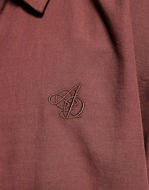ASOS DESIGN – Relaxed-Fit-Hemd in Braun mit Stickerei auf der Brust, 5 von 5
