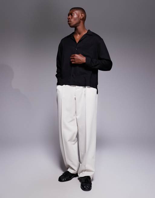 ASOS DESIGN – Relaxed Fit Hemd in Schwarz mit Reverskragen, Kombiteil, 2 von 5