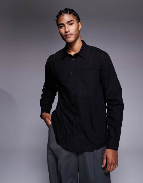 ASOS DESIGN – Relaxed-Fit-Hemd in Schwarz mit Taschendetail - view 1