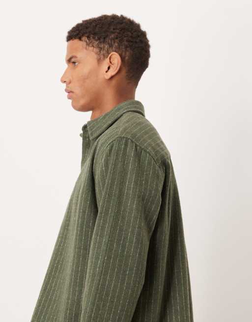 ASOS DESIGN – Relaxed-Fit-Hemd zum Überziehen in Grün mit Nadelstreifen, 4 von 5
