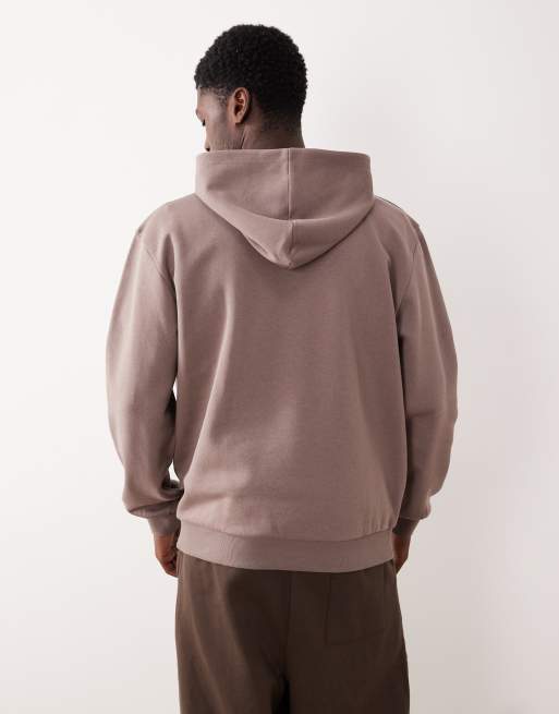ASOS DESIGN relaxed fit hoodie with chest print in brown, 3 of 5