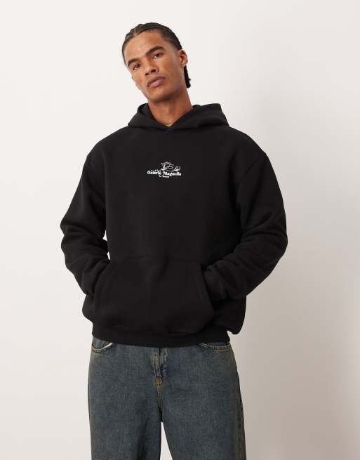 ASOS DESIGN relaxed fit hoodie with floral print in black, 3 of 5