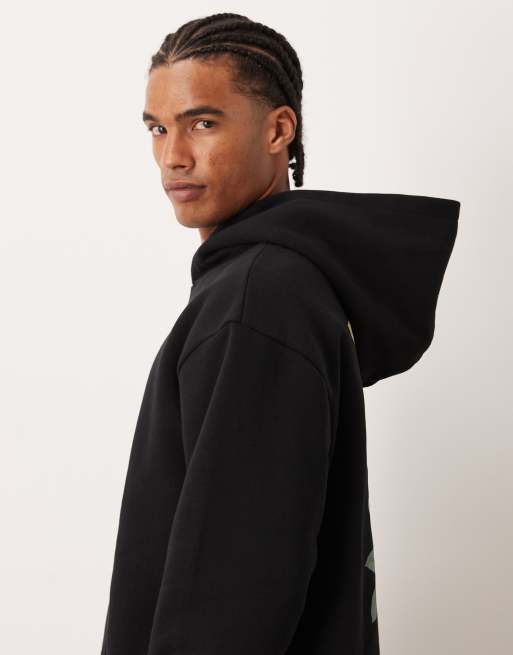 ASOS DESIGN relaxed fit hoodie with floral print in black, 4 of 5