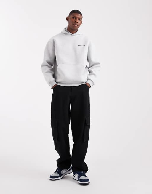 ASOS DESIGN relaxed fit hoodie with print in grey marl in scuba-style fabric, 2 of 5