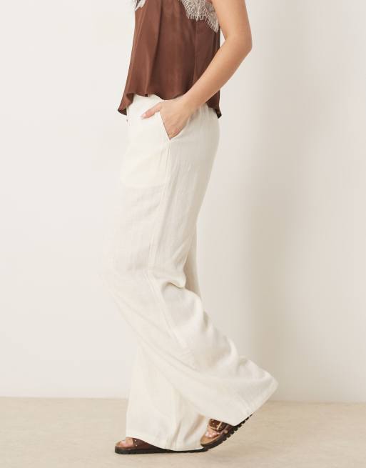 ASOS DESIGN – Relaxed Fit Hose in Creme mit Leinenanteil und geradem Schnitt, 2 von 5