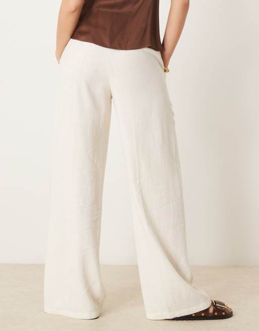 ASOS DESIGN – Relaxed Fit Hose in Creme mit Leinenanteil und geradem Schnitt, 5 von 5