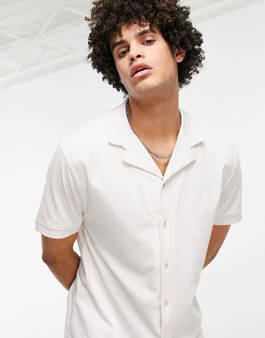 ASOS DESIGN relaxed fit jersey shirt in off white