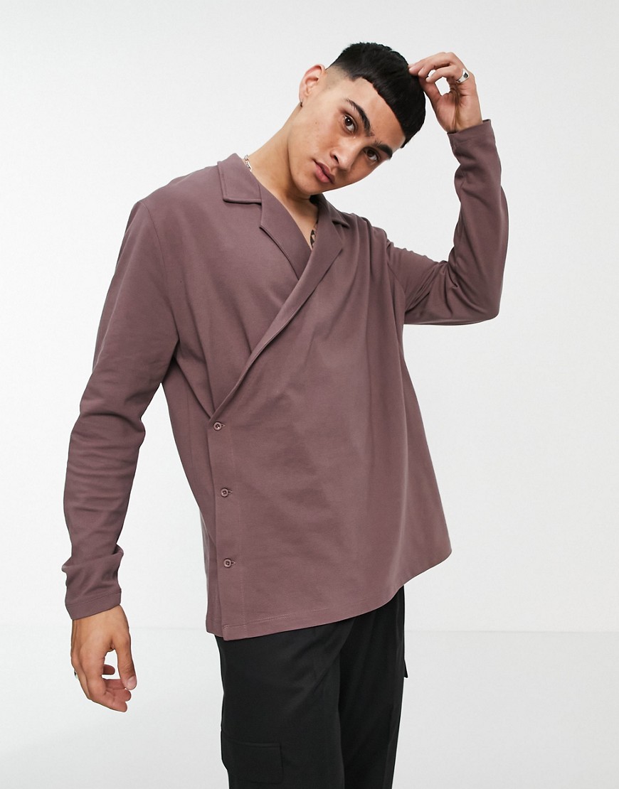 Asos Design Relaxed Fit Jersey Shirt In Washed Brown