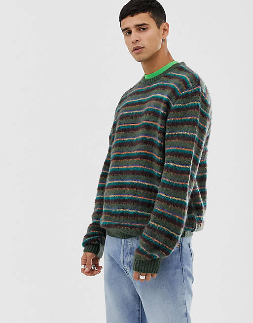 ASOS DESIGN relaxed fit jumper with multicolour stripes | ASOS