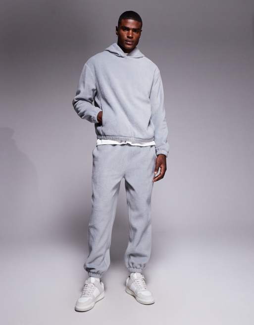 ASOS DESIGN – Relaxed-Fit-Kapuzenpullover aus Fleece in Grau, Kombiteil, 2 von 5