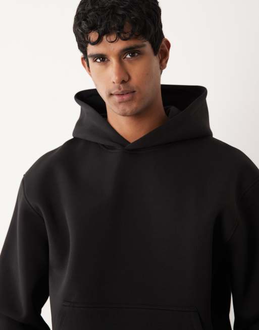 ASOS DESIGN – Relaxed-Fit-Kapuzenpullover aus schwerem, neoprenartigem Stoff in Schwarz, 2 von 5