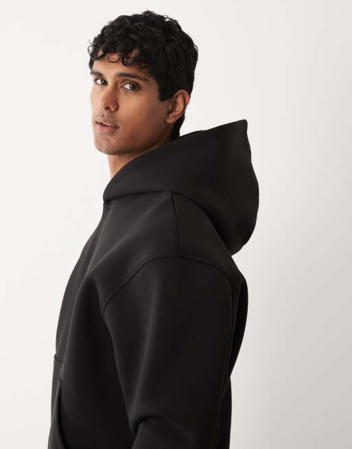 ASOS DESIGN – Relaxed-Fit-Kapuzenpullover aus schwerem, neoprenartigem Stoff in Schwarz, 4 von 5