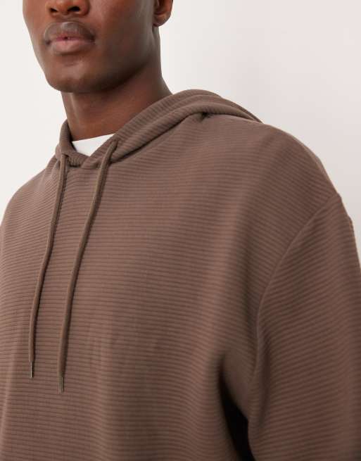 ASOS DESIGN – Relaxed-Fit-Kapuzenpullover aus schwerem Stoff in Neoprenoptik in Braun mit Reißverschluss, 4 von 5