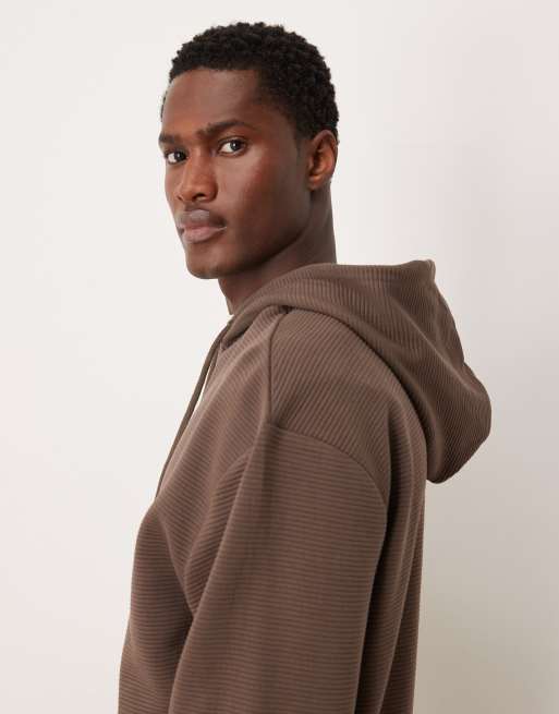 ASOS DESIGN – Relaxed-Fit-Kapuzenpullover aus schwerem Stoff in Neoprenoptik in Braun mit Reißverschluss, 5 von 5