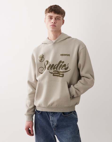 ASOS DESIGN – Relaxed-Fit-Kapuzenpullover in Neutral mit Print - view 1