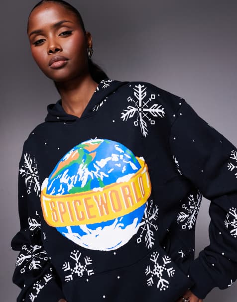 ASOS DESIGN – Relaxed-Fit-Kapuzenpullover in Schwarz mit Spice Girls-Print - view 1