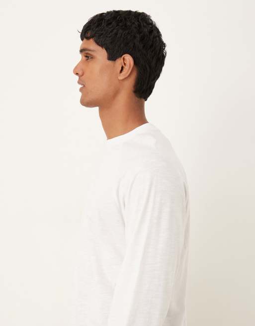 ASOS DESIGN relaxed fit long sleeved slub textured t-shirt in white, 4 of 5