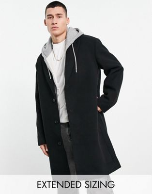 ASOS DESIGN relaxed fit longline wool mix overcoat in black - ASOS Price Checker