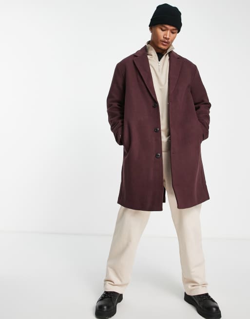 Men's burgundy outlet wool coat